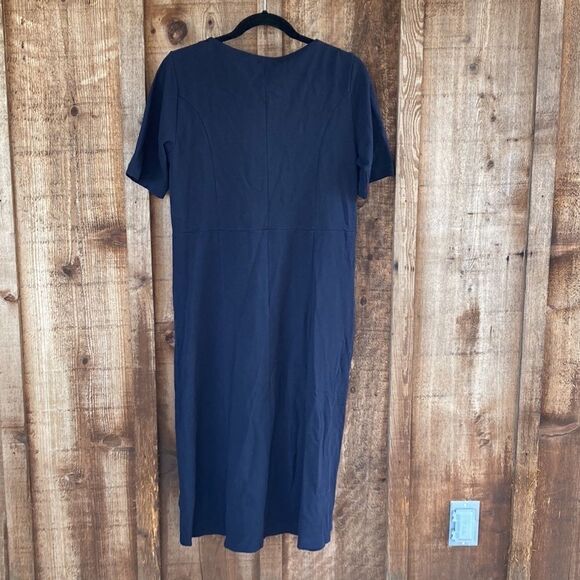 Woolovers Jersey Textured Navy Fit & Flare Dress - Picture 4 of 9